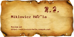Miklovicz Héla névjegykártya